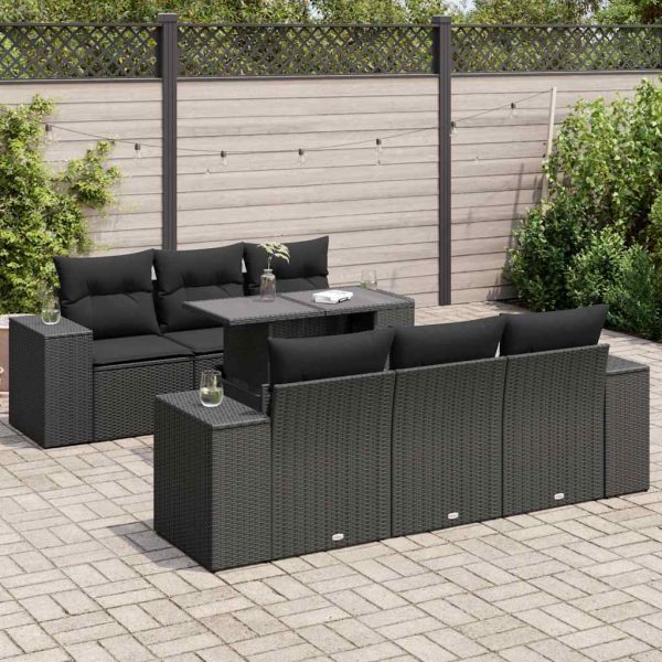 7-Delige Loungeset Met Kussens Poly Rattan