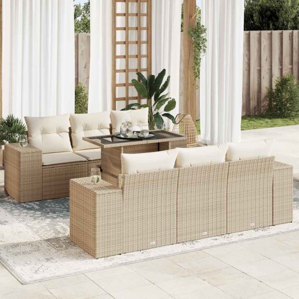 7-Delige Loungeset Met Kussens Poly Rattan - Afbeelding 18