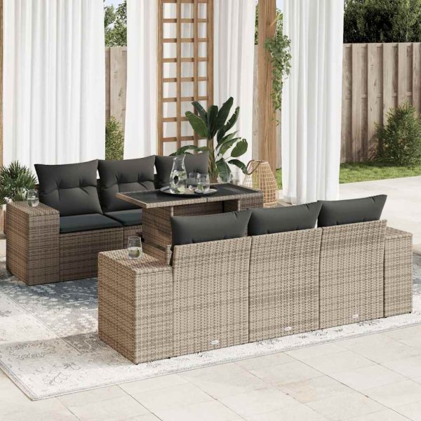 7-Delige Loungeset Met Kussens Poly Rattan - Afbeelding 15