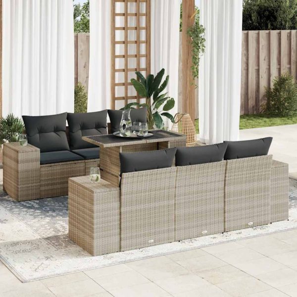 7-Delige Loungeset Met Kussens Poly Rattan - Afbeelding 13