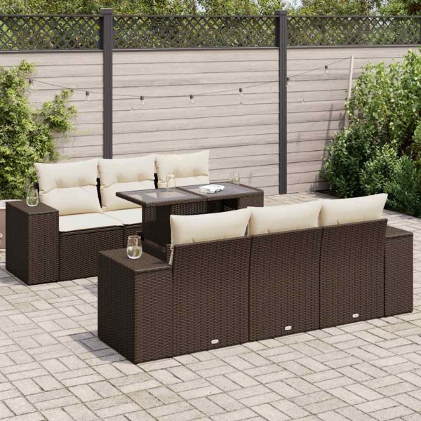 7-Delige Loungeset Met Kussens Poly Rattan - Afbeelding 14