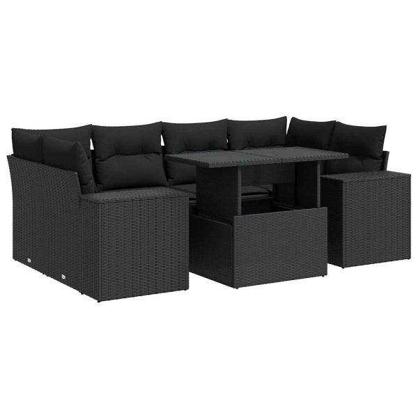 7-Delige Loungeset Met Kussens Poly Rattan - Afbeelding 2