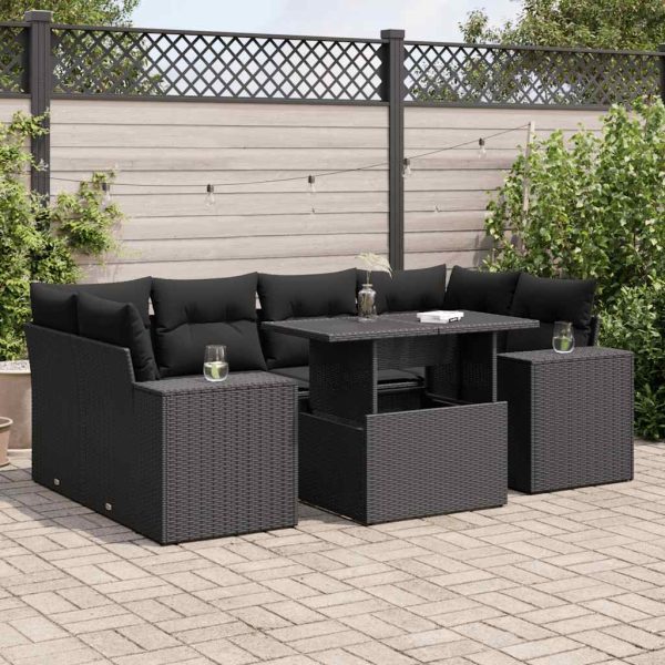 7-Delige Loungeset Met Kussens Poly Rattan