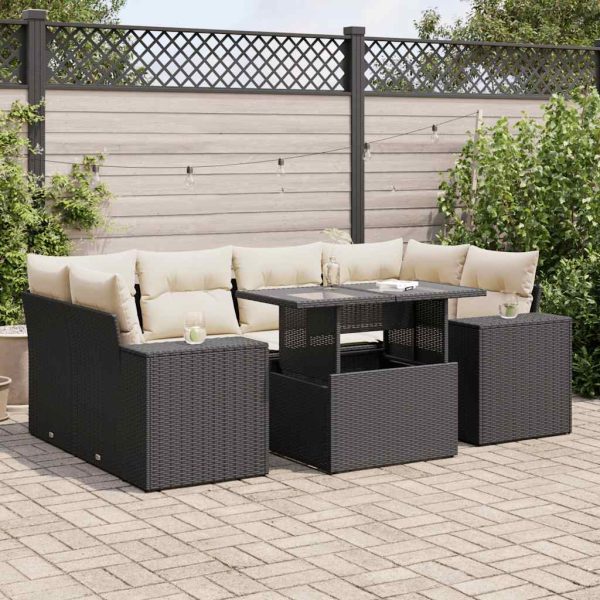 7-Delige Loungeset Met Kussens Poly Rattan - Afbeelding 17