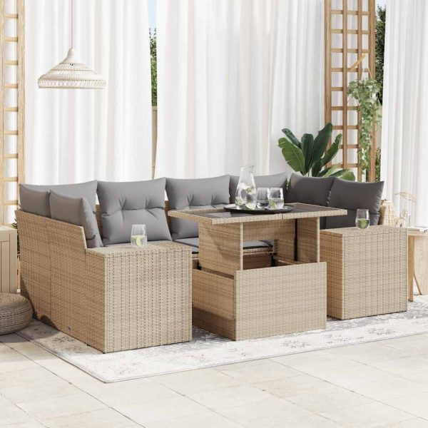 7-Delige Loungeset Met Kussens Poly Rattan - Afbeelding 14