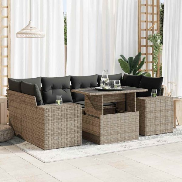 7-Delige Loungeset Met Kussens Poly Rattan - Afbeelding 15