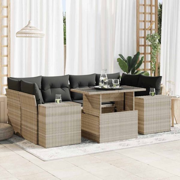 7-Delige Loungeset Met Kussens Poly Rattan - Afbeelding 16