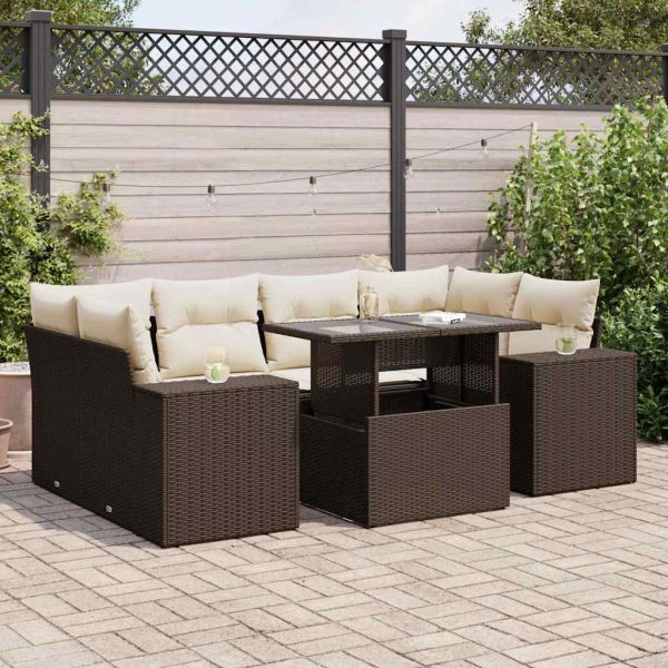 7-Delige Loungeset Met Kussens Poly Rattan - Afbeelding 13