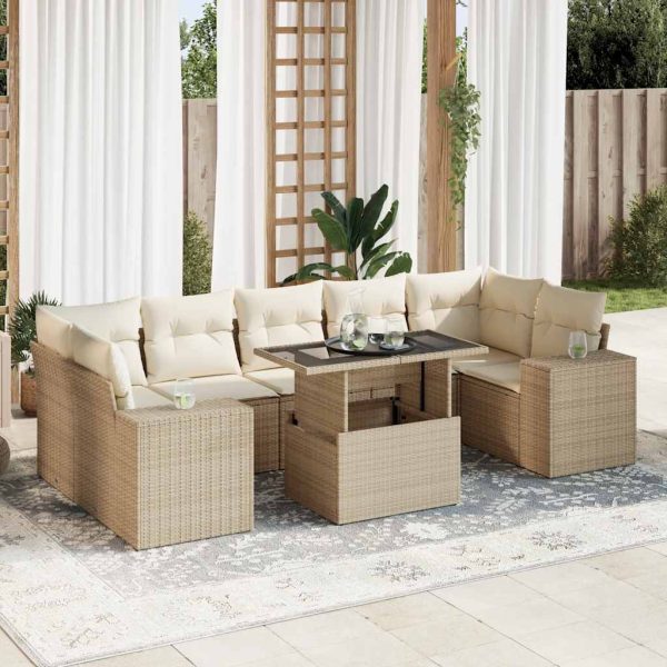 8-Delige Loungeset Met Kussens Poly Rattan - Afbeelding 15