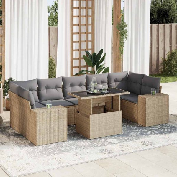 8-Delige Loungeset Met Kussens Poly Rattan - Afbeelding 13