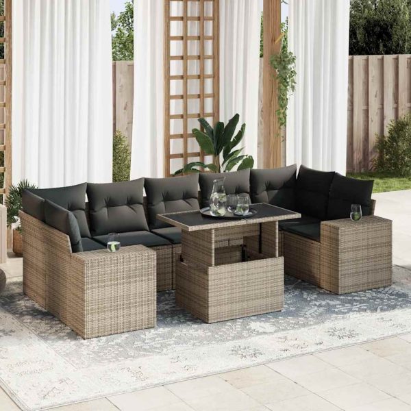 8-Delige Loungeset Met Kussens Poly Rattan - Afbeelding 18