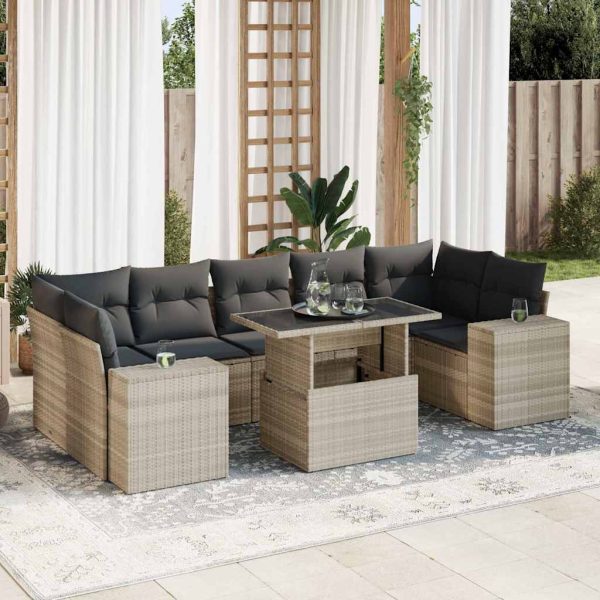 8-Delige Loungeset Met Kussens Poly Rattan - Afbeelding 17