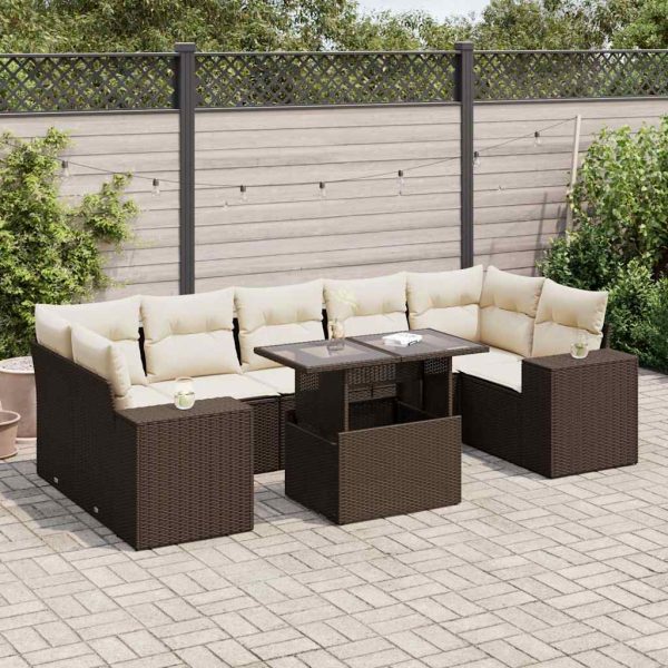 8-Delige Loungeset Met Kussens Poly Rattan - Afbeelding 14