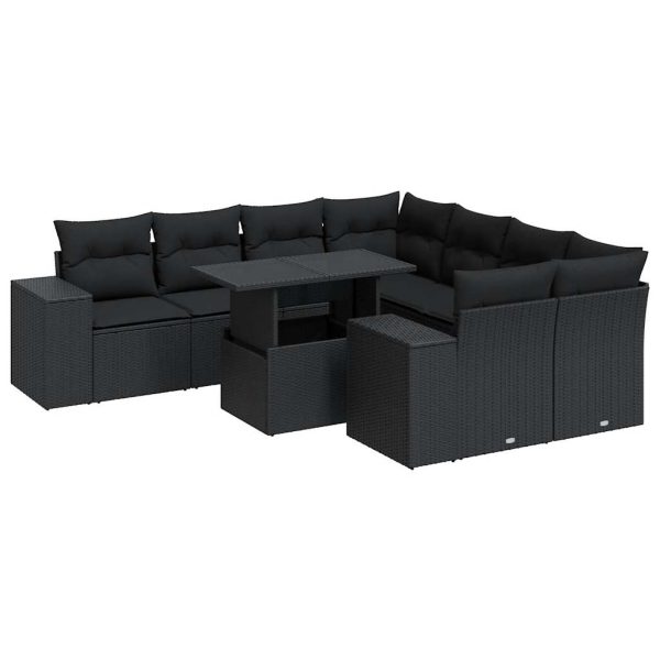 9-Delige Loungeset Met Kussens Poly Rattan - Afbeelding 2