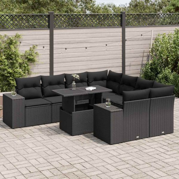 9-Delige Loungeset Met Kussens Poly Rattan