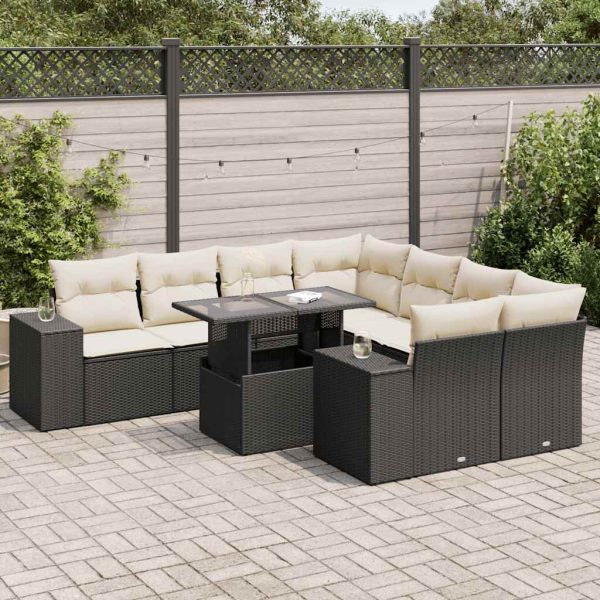 9-Delige Loungeset Met Kussens Poly Rattan - Afbeelding 17