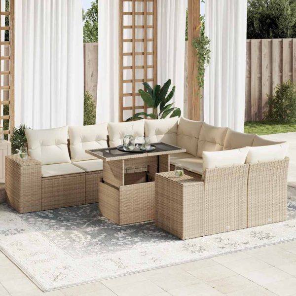 9-Delige Loungeset Met Kussens Poly Rattan - Afbeelding 15