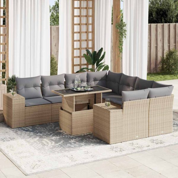 9-Delige Loungeset Met Kussens Poly Rattan - Afbeelding 14