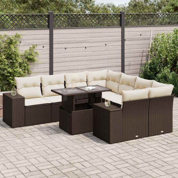 9-Delige Loungeset Met Kussens Poly Rattan - Afbeelding 18