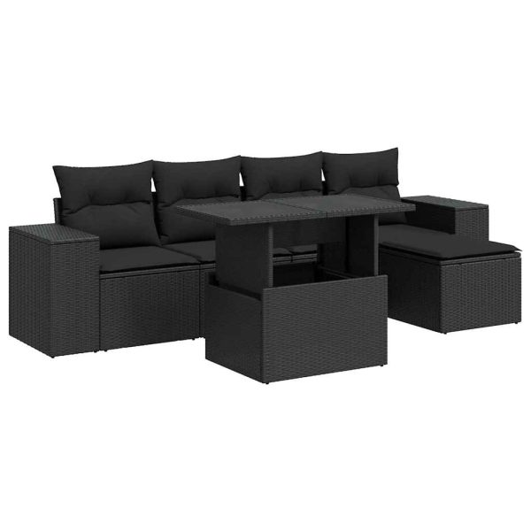 6-Delige Loungeset Met Kussens Poly Rattan - Afbeelding 2