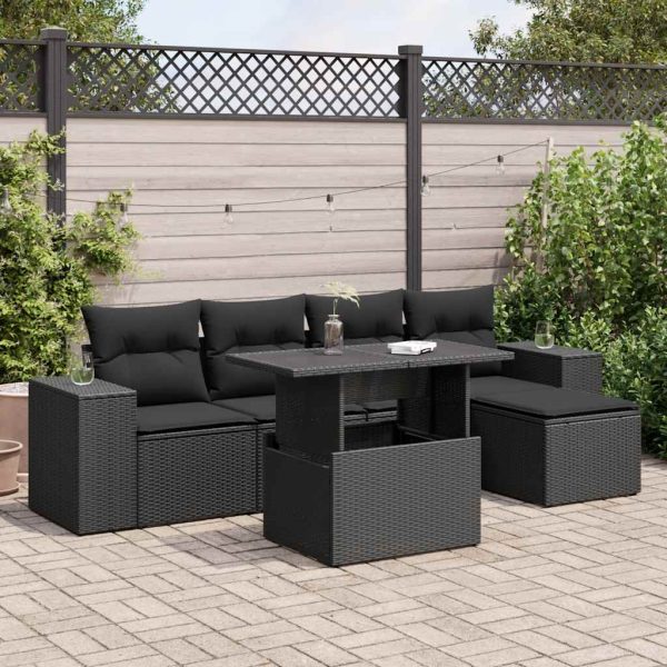 6-Delige Loungeset Met Kussens Poly Rattan