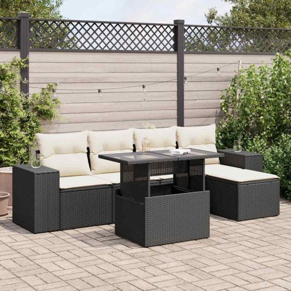 6-Delige Loungeset Met Kussens Poly Rattan - Afbeelding 17