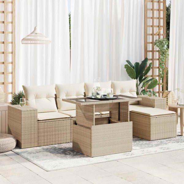 6-Delige Loungeset Met Kussens Poly Rattan - Afbeelding 18