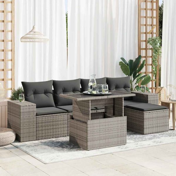 6-Delige Loungeset Met Kussens Poly Rattan - Afbeelding 15