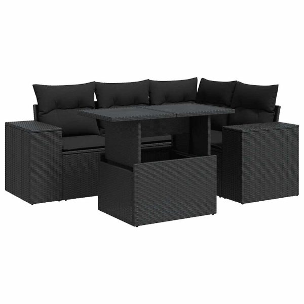 5-Delige Loungeset Met Kussens Poly Rattan - Afbeelding 2