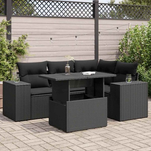 5-Delige Loungeset Met Kussens Poly Rattan