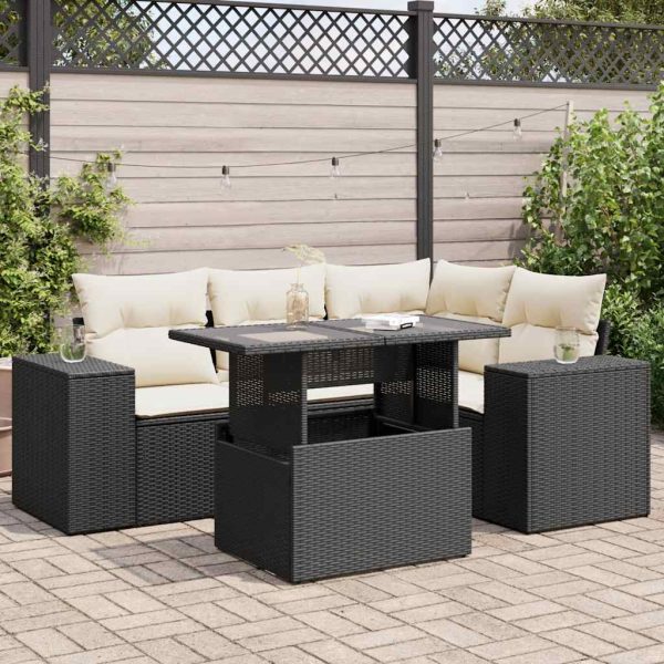 5-Delige Loungeset Met Kussens Poly Rattan - Afbeelding 17