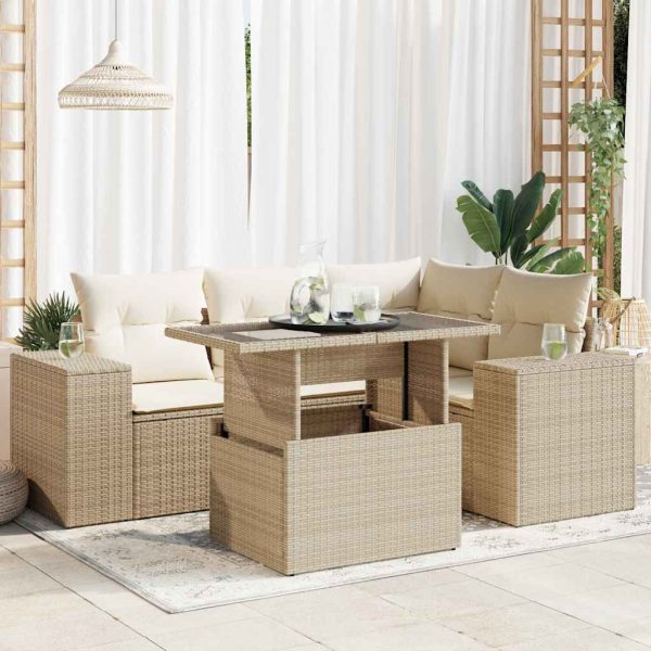 5-Delige Loungeset Met Kussens Poly Rattan - Afbeelding 18