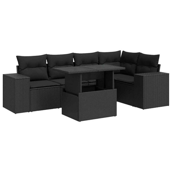 6-Delige Loungeset Met Kussens Poly Rattan - Afbeelding 2