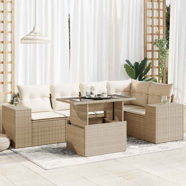 6-Delige Loungeset Met Kussens Poly Rattan - Afbeelding 18