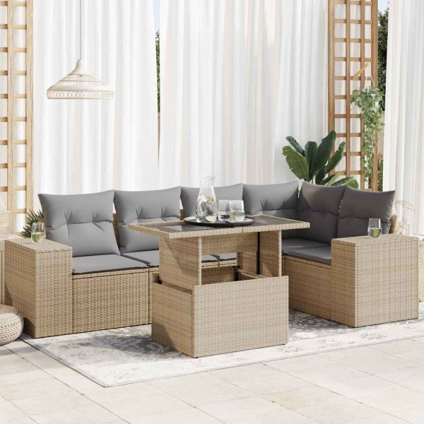 6-Delige Loungeset Met Kussens Poly Rattan - Afbeelding 16