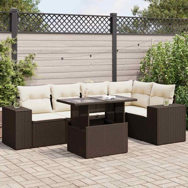 6-Delige Loungeset Met Kussens Poly Rattan - Afbeelding 13