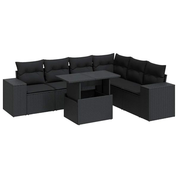 7-Delige Loungeset Met Kussens Poly Rattan - Afbeelding 2