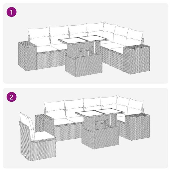 7-Delige Loungeset Met Kussens Poly Rattan - Afbeelding 11