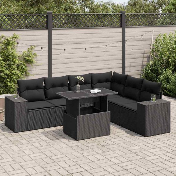 7-Delige Loungeset Met Kussens Poly Rattan