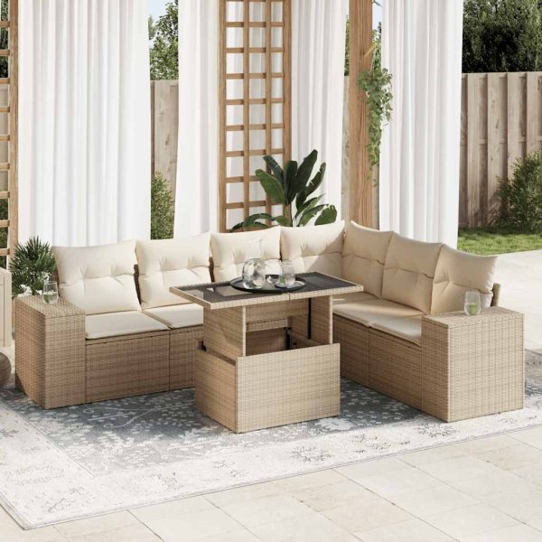 7-Delige Loungeset Met Kussens Poly Rattan - Afbeelding 18