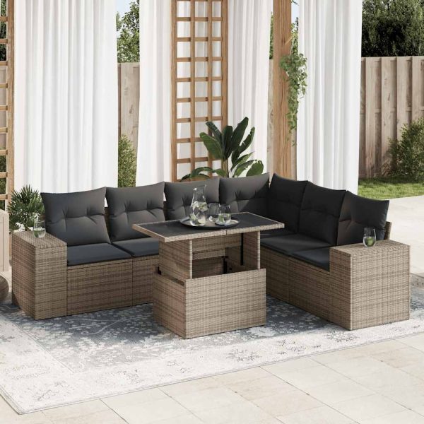 7-Delige Loungeset Met Kussens Poly Rattan - Afbeelding 13