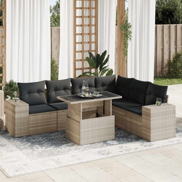 7-Delige Loungeset Met Kussens Poly Rattan - Afbeelding 14