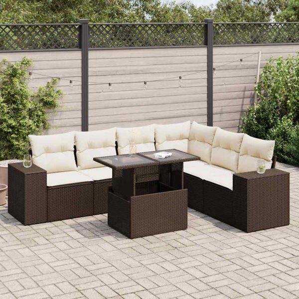 7-Delige Loungeset Met Kussens Poly Rattan - Afbeelding 15