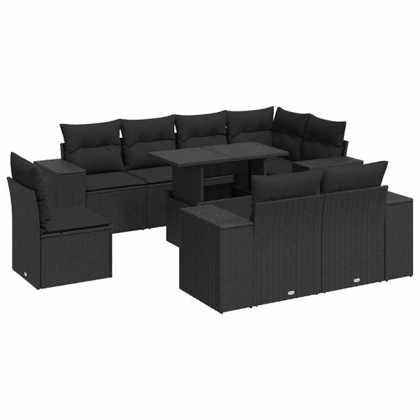 9-Delige Loungeset Met Kussens Poly Rattan - Afbeelding 2