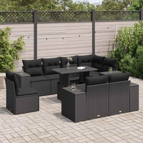 9-Delige Loungeset Met Kussens Poly Rattan