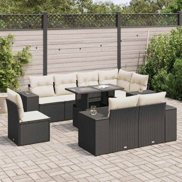 9-Delige Loungeset Met Kussens Poly Rattan - Afbeelding 16