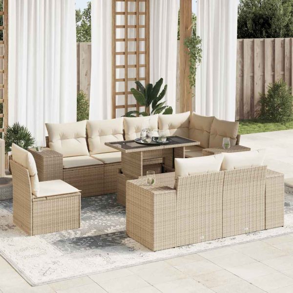 9-Delige Loungeset Met Kussens Poly Rattan - Afbeelding 18