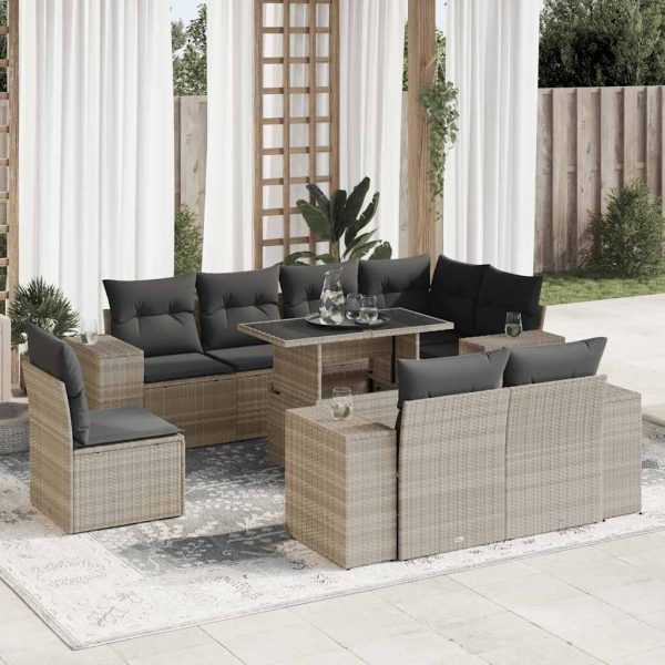 9-Delige Loungeset Met Kussens Poly Rattan - Afbeelding 14