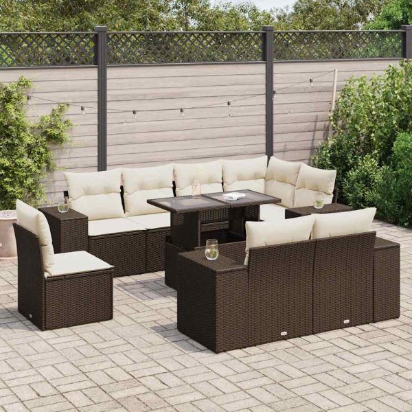 9-Delige Loungeset Met Kussens Poly Rattan - Afbeelding 17