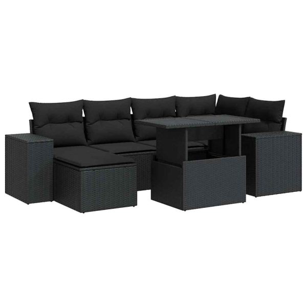 7-Delige Loungeset Met Kussens Poly Rattan - Afbeelding 2